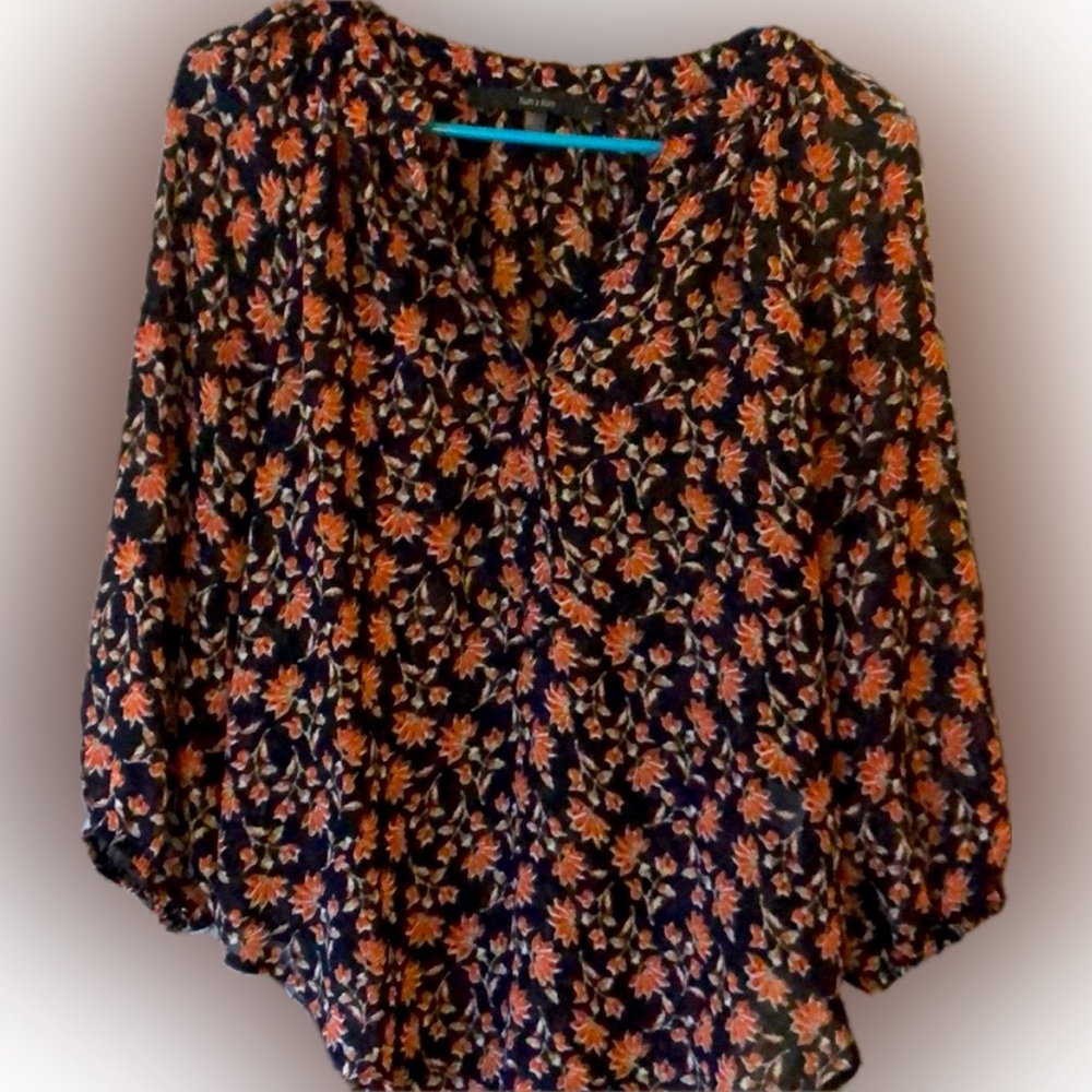 Fun 2 Fun Boho Floral Button Front Blouse SIZE SMALL